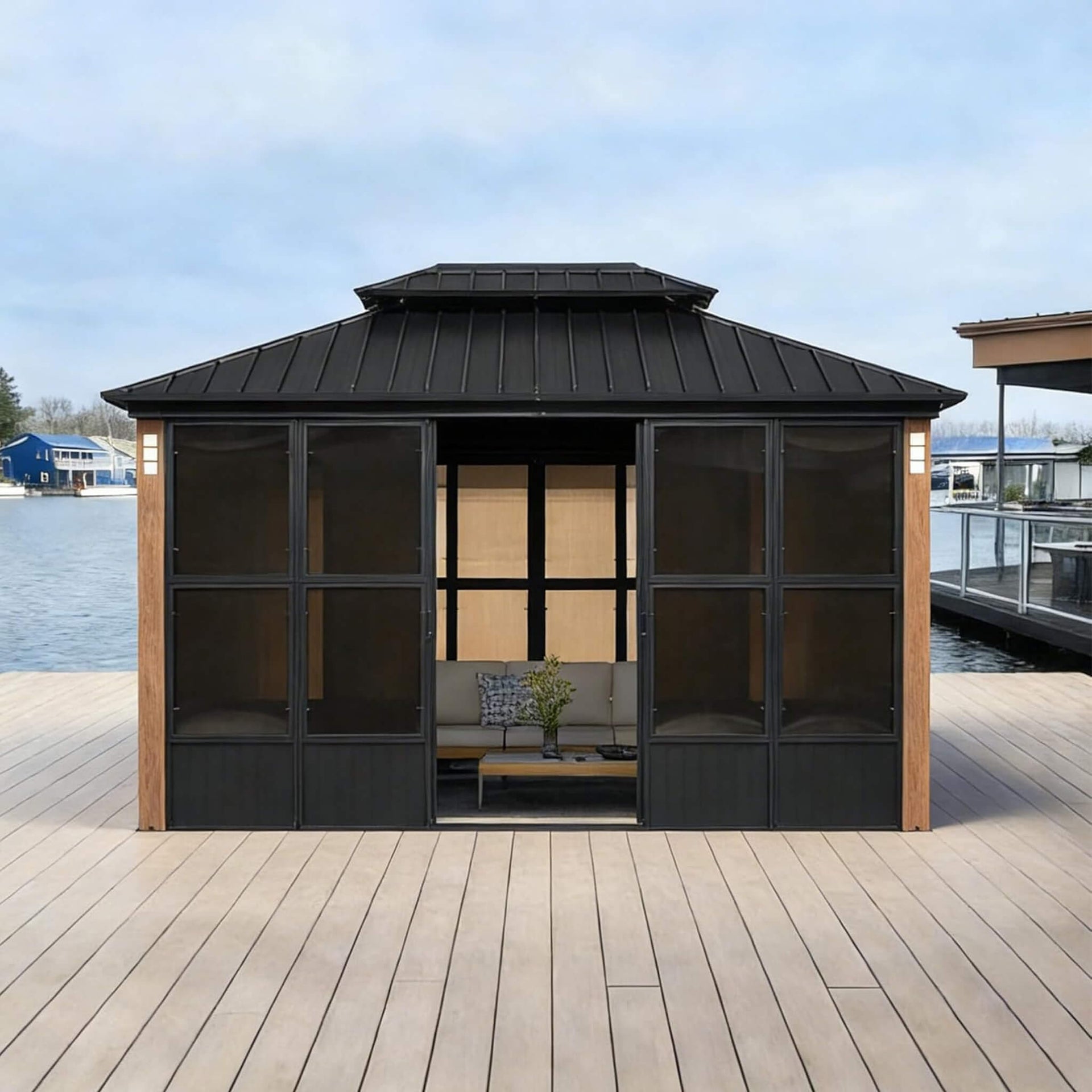 Oasis Luxury Heavy-Duty Hardtop Sunroom With Aluminum Frame And LED Lights (SAK79102)