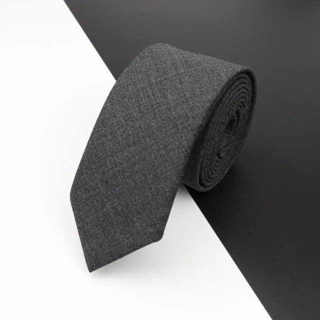 Luxury High Quality Black Grey Skinny Wool Tie For Men Business Meeting Necktie Fashionable Design Excellent Men Gift