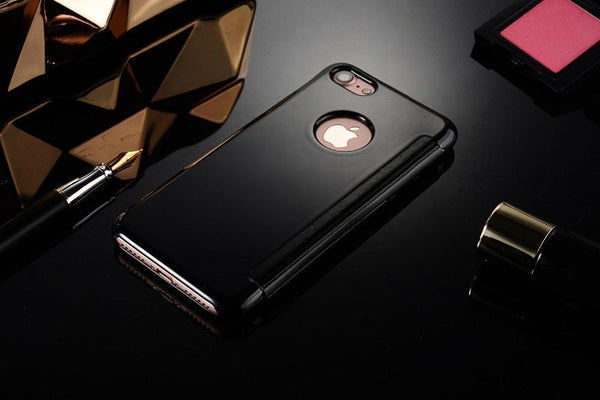 Luxury iphone Flip Case iphone 11 12 13 14 Cover Clear View Windows Mirror Magnetized Simple Closure Unique Flip Phone Stylish Case For iPhone