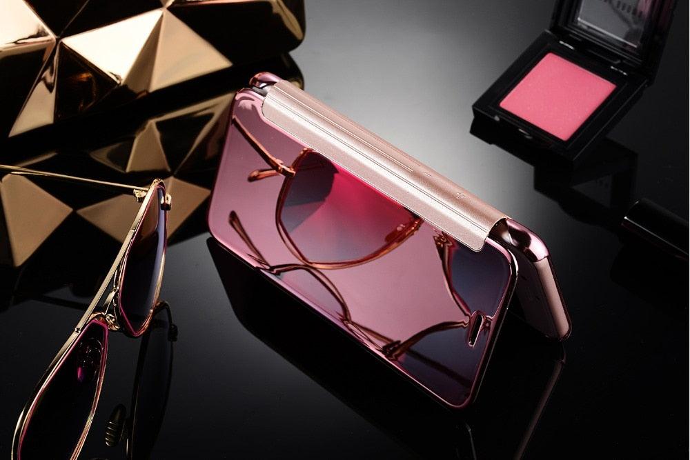 Luxury iphone Flip Case iphone 11 12 13 14 Cover Clear View Windows Mirror Magnetized Simple Closure Unique Flip Phone Stylish Case For iPhone