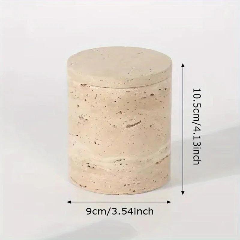 Luxury Marble Organizer Canister - Handcrafted Round Stone Container for Vanity, Office | Gift Set with Lid for Makeup Brushes & Coffee Lovers