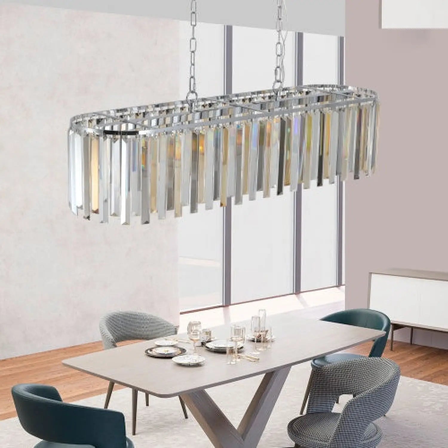 Modern Crystal Chandelier with Oval Design for Home Decor