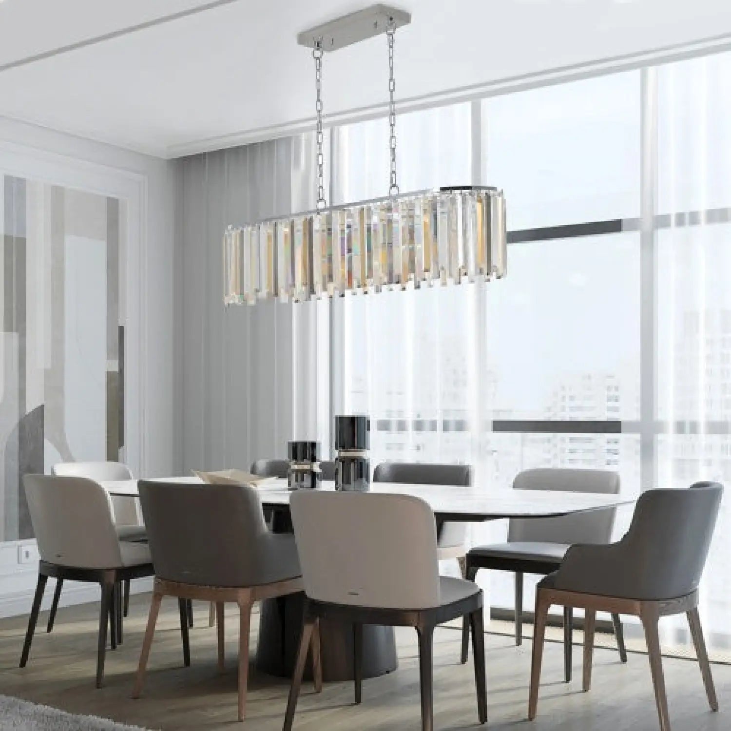 Modern Crystal Chandelier with Oval Design for Home Decor