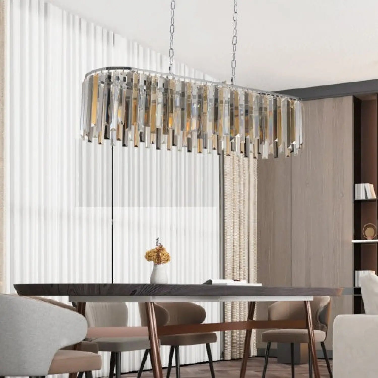 Modern Crystal Chandelier with Oval Design for Home Decor