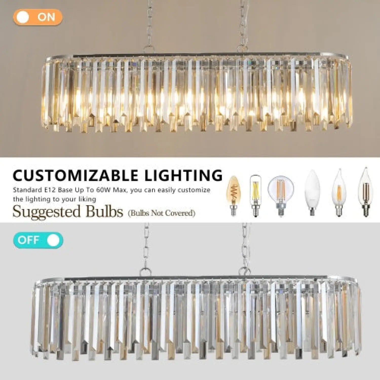 Modern Crystal Chandelier with Oval Design for Home Decor