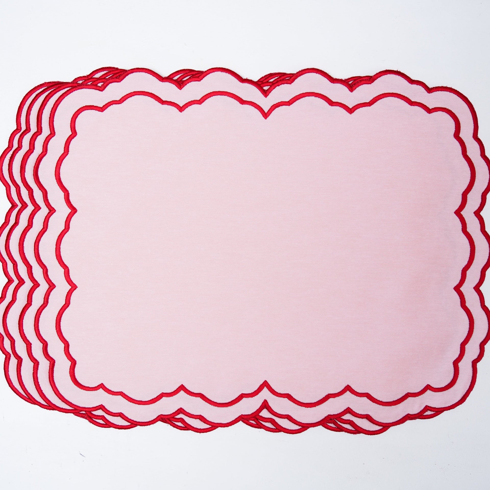 ELARA PINK RECTANGLE FABRIC PLACEMAT & NAPKIN SET (Set Of 4)