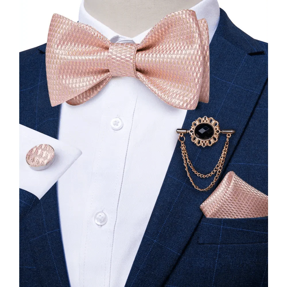 Luxury Pink Solid Men Bow Tie Silk Business Wedding Elegant Bowtie For Men Unique Desing For Every Occasion