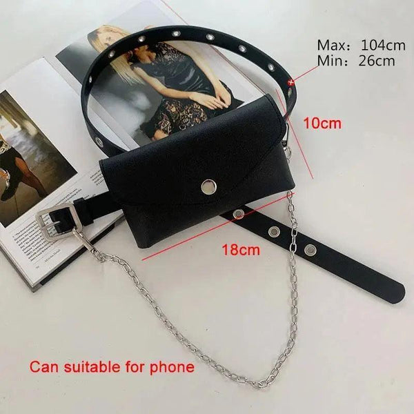 Luxury PU Leather Fanny Pack Simple Women's Belt Bag Small Fanny Pack Handbag With Chain Stylish Travel Waist Bag For Women
