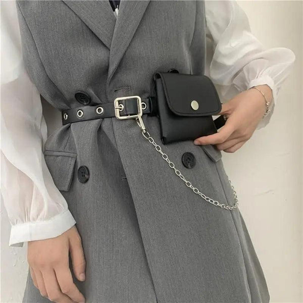 Luxury PU Leather Fanny Pack Simple Women's Belt Bag Small Fanny Pack Handbag With Chain Stylish Travel Waist Bag For Women