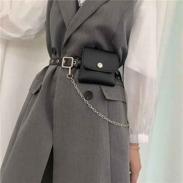 Luxury PU Leather Fanny Pack Simple Women's Belt Bag Small Fanny Pack Handbag With Chain Stylish Travel Waist Bag For Women