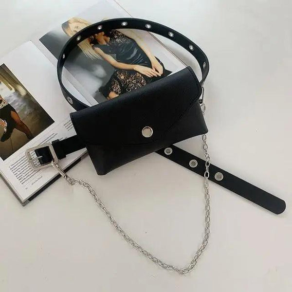 Luxury PU Leather Fanny Pack Simple Women's Belt Bag Small Fanny Pack Handbag With Chain Stylish Travel Waist Bag For Women