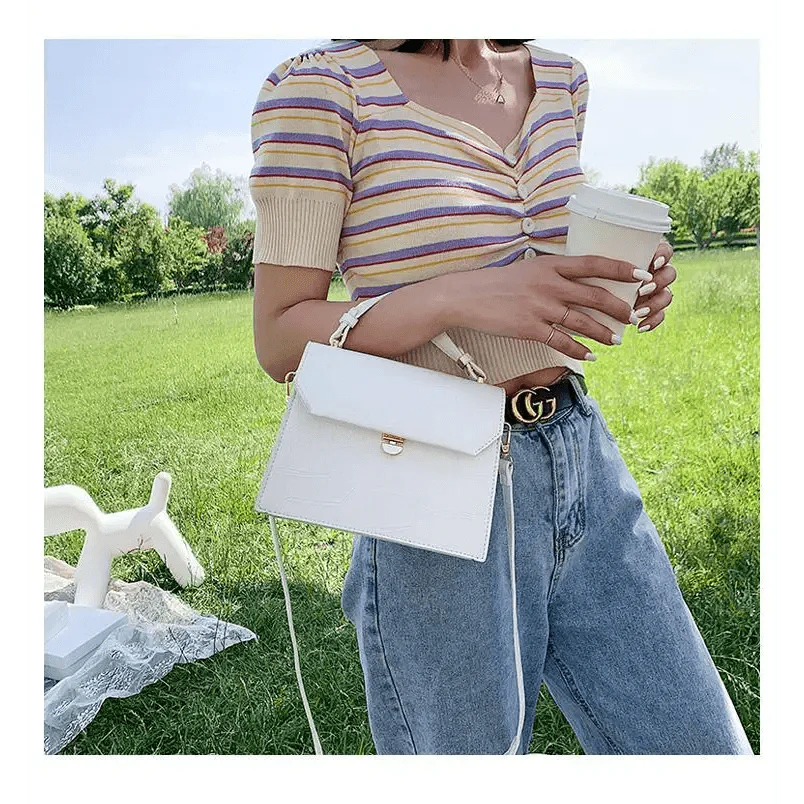 Luxury Snow White Crossbody Bags For Women And Girls Small PU Leather Handbag - Ladies Designer Evening Bags