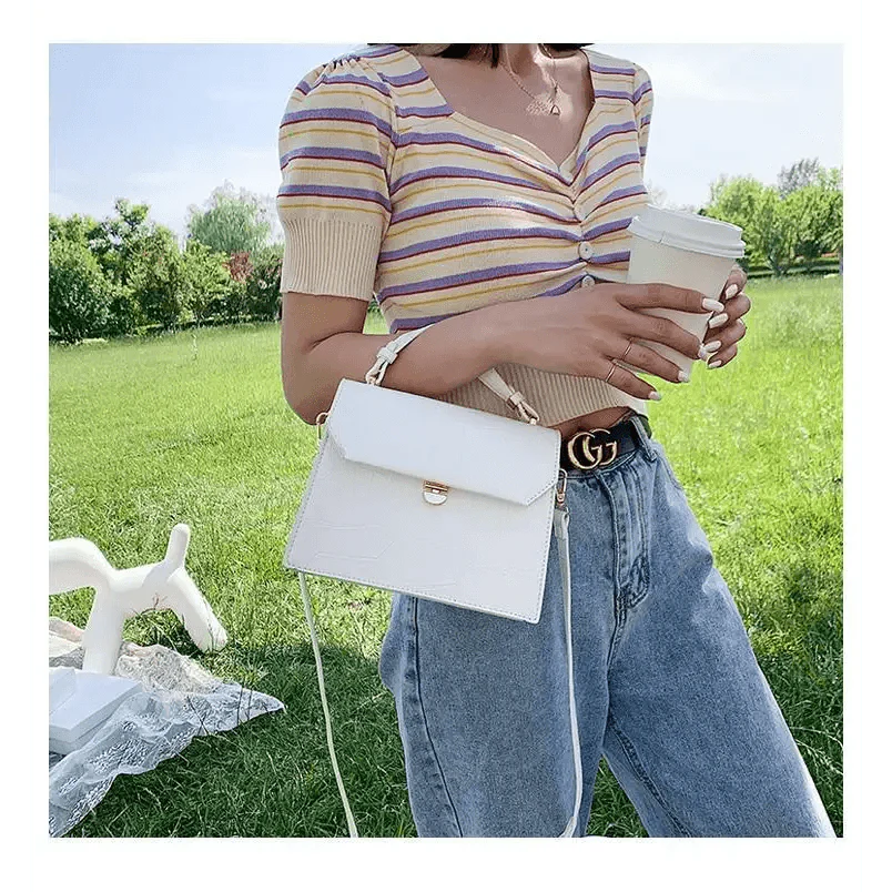 Luxury Snow White Crossbody Bags For Women And Girls Small PU Leather Handbag - Ladies Designer Evening Bags