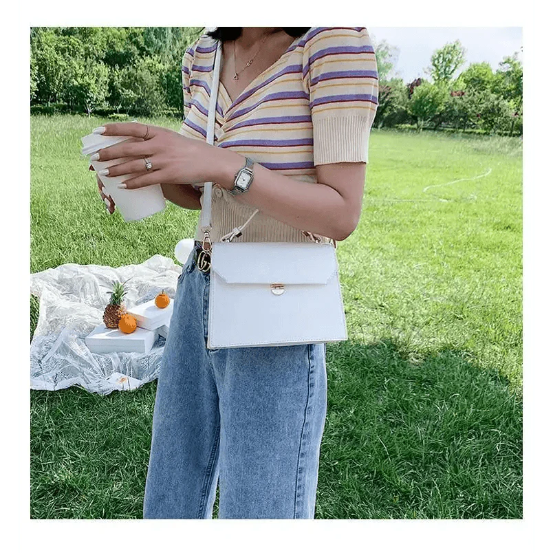 Luxury Snow White Crossbody Bags For Women And Girls Small PU Leather Handbag - Ladies Designer Evening Bags