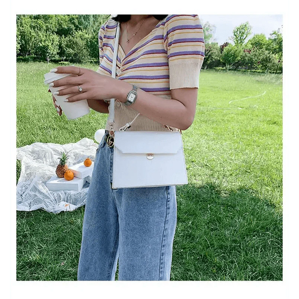 Luxury Snow White Crossbody Bags For Women And Girls Small PU Leather Handbag - Ladies Designer Evening Bags