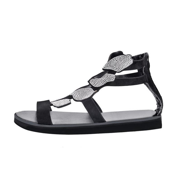 Luxury Summer Fashion Rhinestone Sandal Women Butterfly Soft Non-slip Flat Shoes Casual Breathable Outdoor Beach Rhinestone Sandals Women's Flat Sandals Jeweled Party Sandals