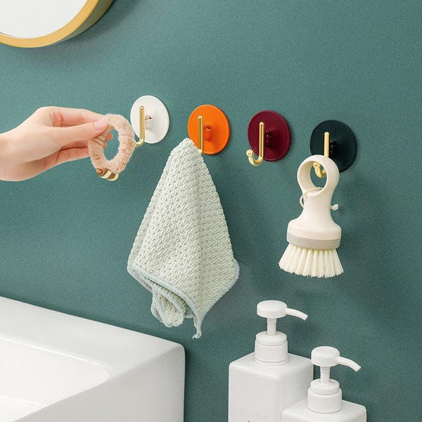 Luxury Wall Hooks Without Punching Self-Adhesive Suitable for Kitchen and Bathroom key Holder Seamless Hooks Behind The Door Wall Mounted Coat Rack Plastic Hook Home Decorative Small Hooks for Hanging Hat Coats Towel Jacket
