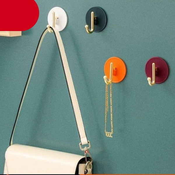 Luxury Wall Hooks Without Punching Self-Adhesive Suitable for Kitchen and Bathroom key Holder Seamless Hooks Behind The Door Wall Mounted Coat Rack Plastic Hook Home Decorative Small Hooks for Hanging Hat Coats Towel Jacket