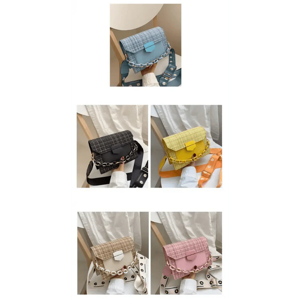 Luxury Wide Strap Shoulder Bags for Women And Girls Designer Lady Handbags and Purses Fashionable Chain Messenger Crossbody Bags