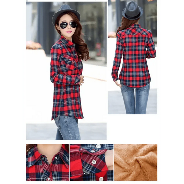 Luxury Winter Warm, Plus Velvet Thicken Plaid Shirt Style Coat Jacket For Women Clothes/Tops/Casual/Jacket/Outerwear For Female