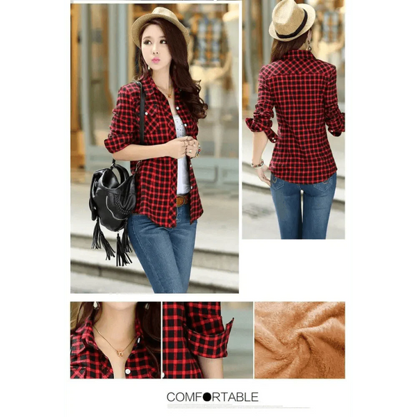 Luxury Winter Warm, Plus Velvet Thicken Plaid Shirt Style Coat Jacket For Women Clothes/Tops/Casual/Jacket/Outerwear For Female