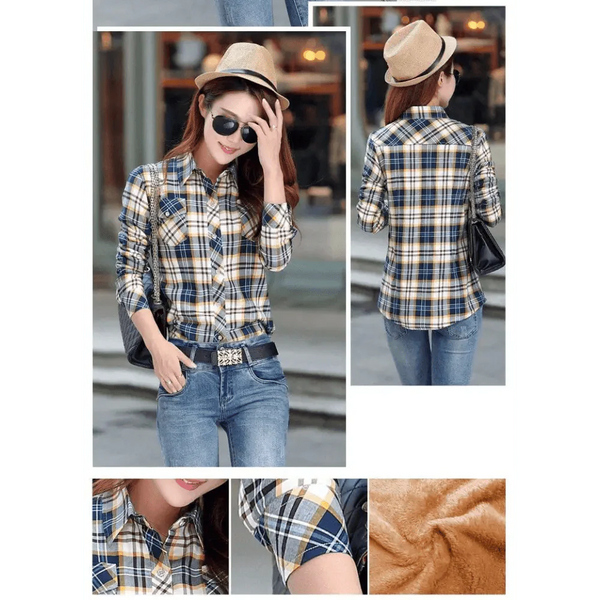 Luxury Winter Warm, Plus Velvet Thicken Plaid Shirt Style Coat Jacket For Women Clothes/Tops/Casual/Jacket/Outerwear For Female