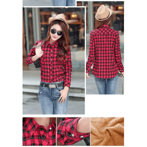 Luxury Winter Warm, Plus Velvet Thicken Plaid Shirt Style Coat Jacket For Women Clothes/Tops/Casual/Jacket/Outerwear For Female