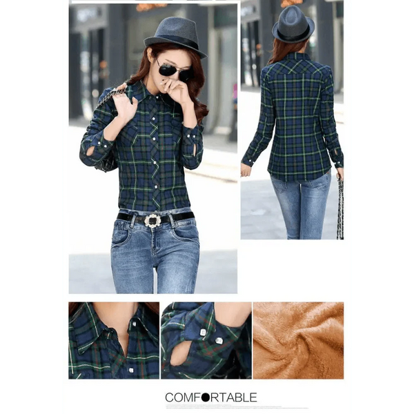Luxury Winter Warm, Plus Velvet Thicken Plaid Shirt Style Coat Jacket For Women Clothes/Tops/Casual/Jacket/Outerwear For Female