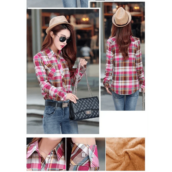 Luxury Winter Warm, Plus Velvet Thicken Plaid Shirt Style Coat Jacket For Women Clothes/Tops/Casual/Jacket/Outerwear For Female