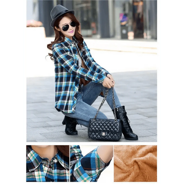 Luxury Winter Warm, Plus Velvet Thicken Plaid Shirt Style Coat Jacket For Women Clothes/Tops/Casual/Jacket/Outerwear For Female