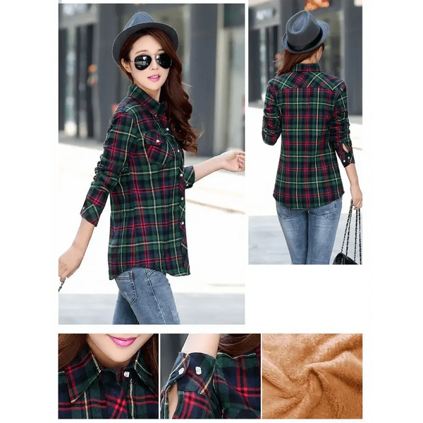 Luxury Winter Warm, Plus Velvet Thicken Plaid Shirt Style Coat Jacket For Women Clothes/Tops/Casual/Jacket/Outerwear For Female