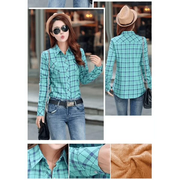 Luxury Winter Warm, Plus Velvet Thicken Plaid Shirt Style Coat Jacket For Women Clothes/Tops/Casual/Jacket/Outerwear For Female