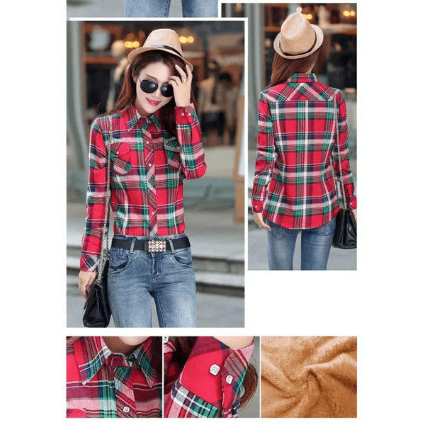 Luxury Winter Warm, Plus Velvet Thicken Plaid Shirt Style Coat Jacket For Women Clothes/Tops/Casual/Jacket/Outerwear For Female