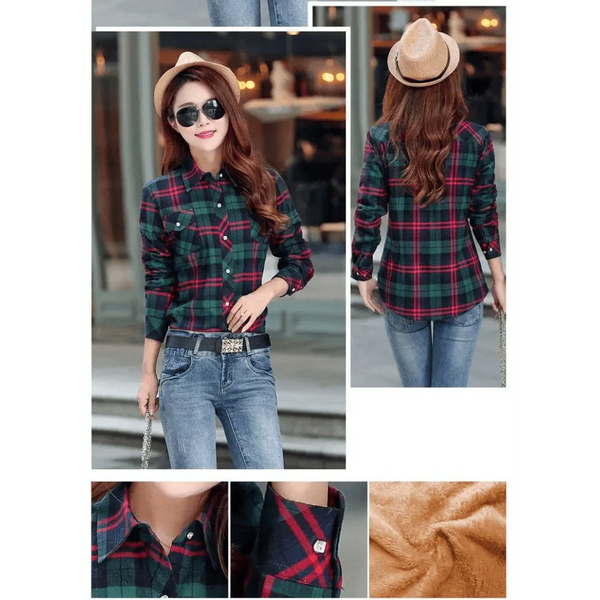 Luxury Winter Warm, Plus Velvet Thicken Plaid Shirt Style Coat Jacket For Women Clothes/Tops/Casual/Jacket/Outerwear For Female