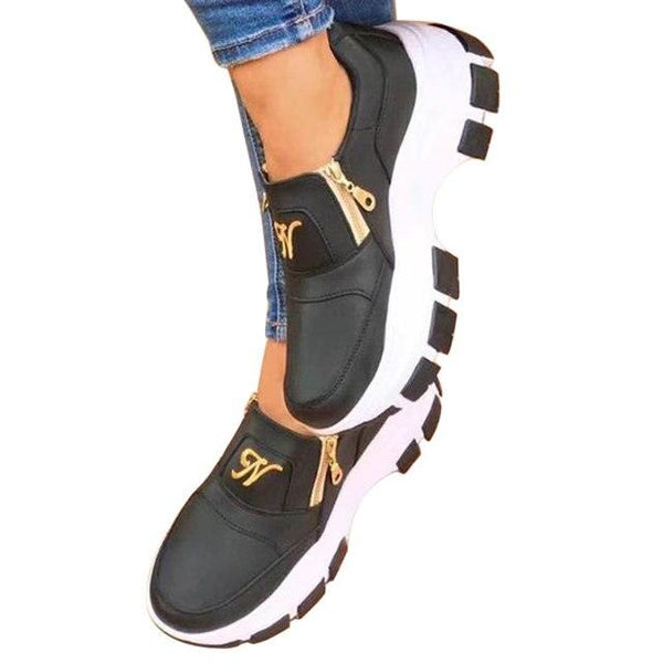 Luxury Women Blue Espadrilles New Solid Color Thick Bottom Zipper Walking Women's Shoes Slip-on High Top Sneakers Round Toe Thick Sole Zipper Ballet Flats Flat Skate Walking Shoes