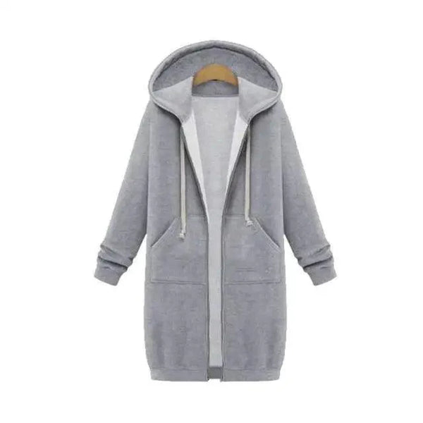 Luxury Women's Autumn Winter Thickening Hoodies Leisure Loose Hooded Jackets Pockets Plus Size Sweatshirt Sports Dresses Outwear Women's Hooded Flannel Jacket Casual Fleece Windbreaker Hoodie