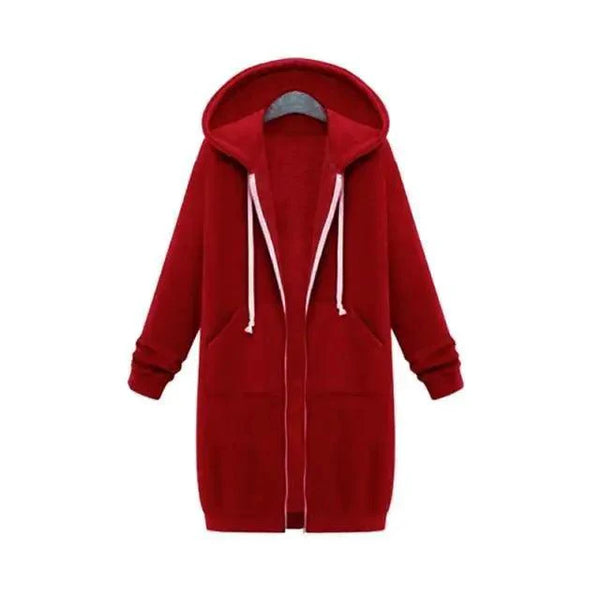 Luxury Women's Autumn Winter Thickening Hoodies Leisure Loose Hooded Jackets Pockets Plus Size Sweatshirt Sports Dresses Outwear Women's Hooded Flannel Jacket Casual Fleece Windbreaker Hoodie