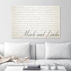 Ivory Custom Lyrics Canvas - 14th Anniversary Gift - 10x20"