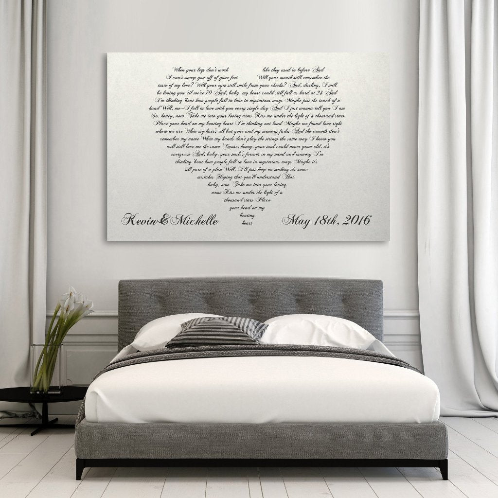 Lyrics In A Heart Canvas - Personalized Canvas