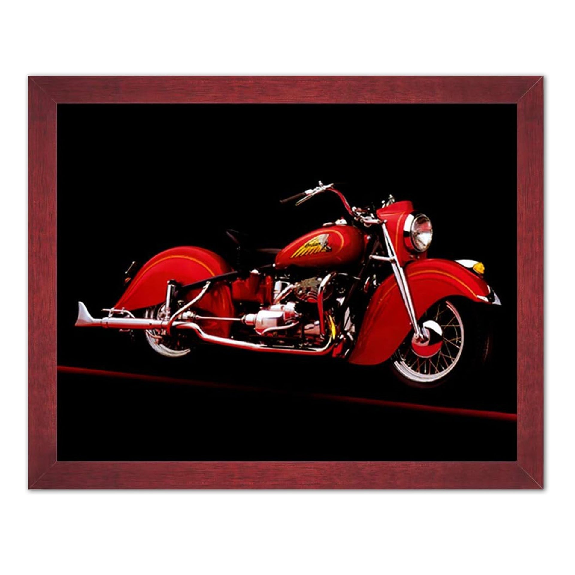 Vintage Motorcycle Art – 1941 Red Indian Motorcycle Framed Wall Art Print
