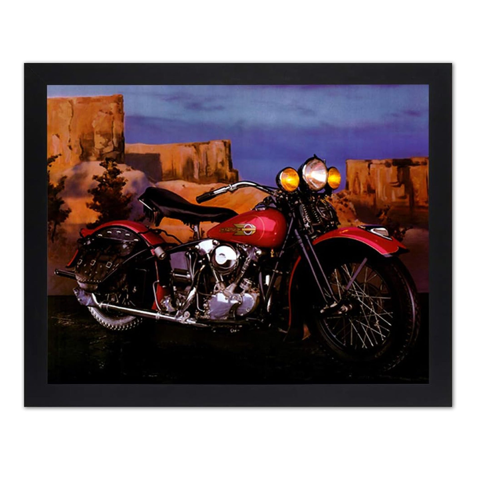 Harley Davidson Framed Art – Heritage Motorcycle Wall Art With Solid Wood Frame