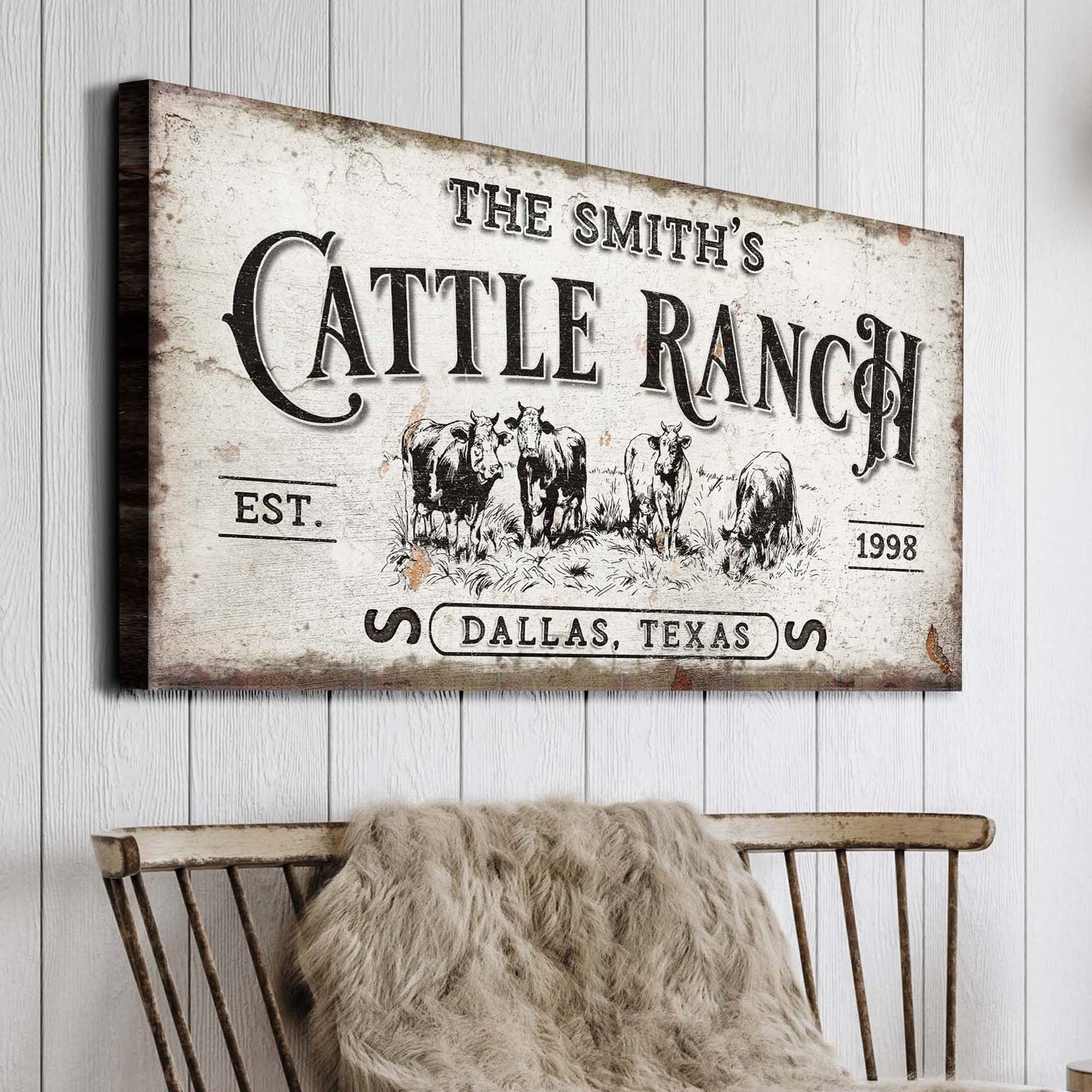 Branded Cattle Ranch Sign