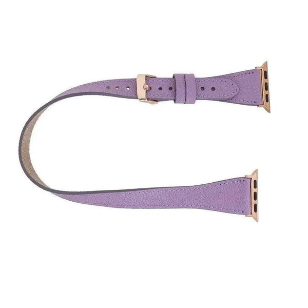 Luxury Double Wrap Purple Leather Apple Watch Band - San Diego