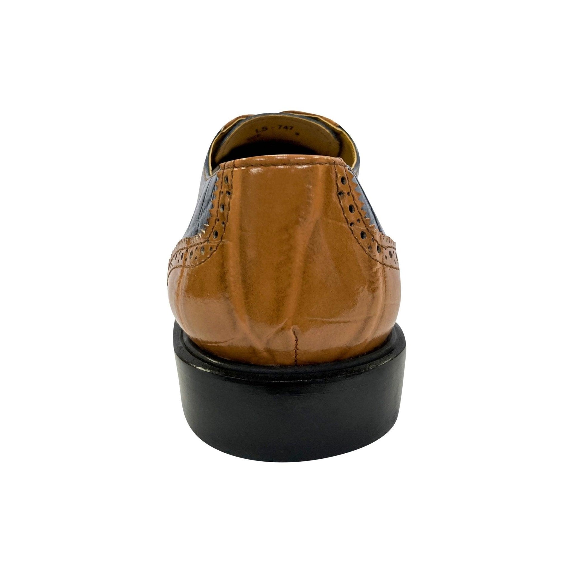 Macon Leather and Suede Crocodile Printed Oxford Dress Shoes