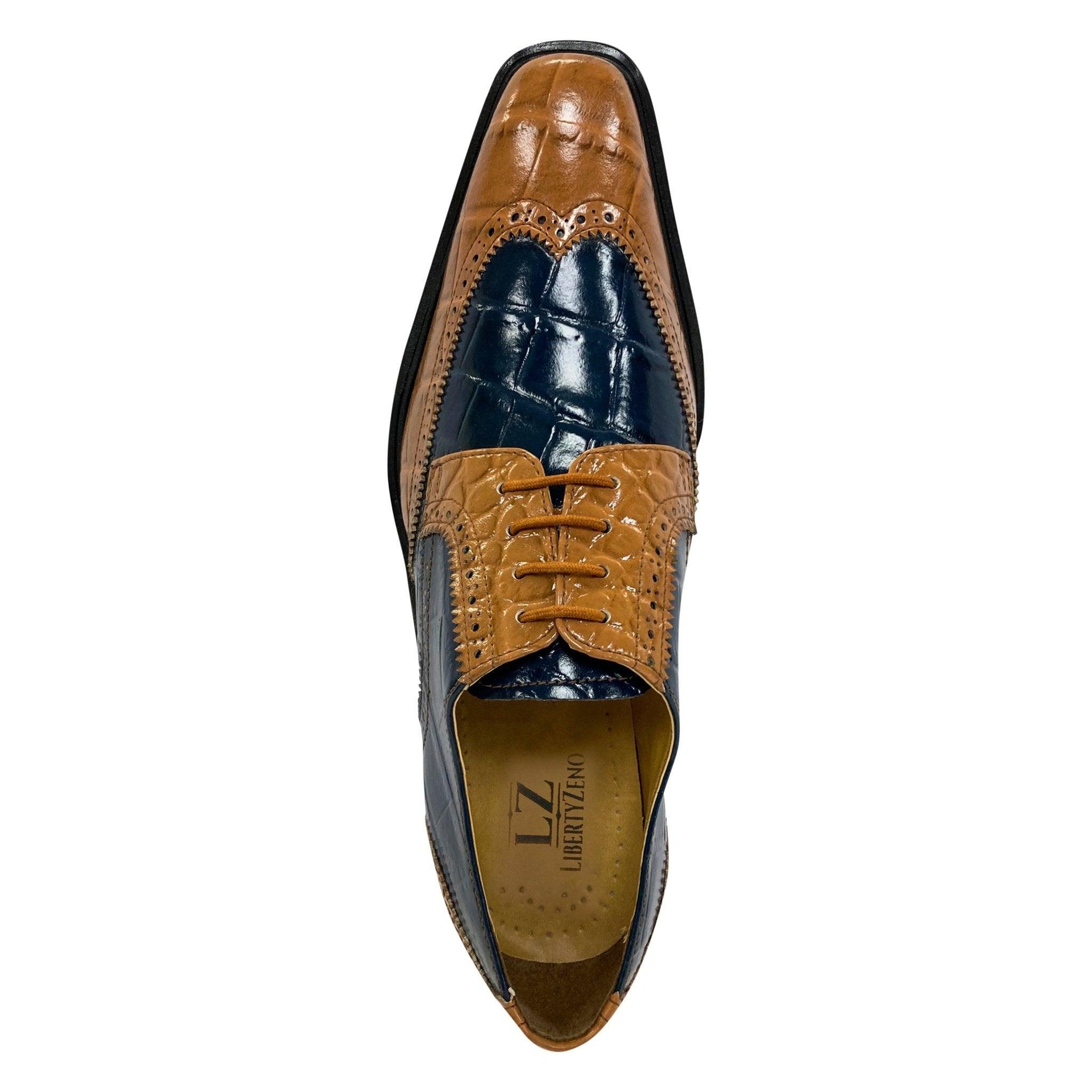 Macon Leather and Suede Crocodile Printed Oxford Dress Shoes