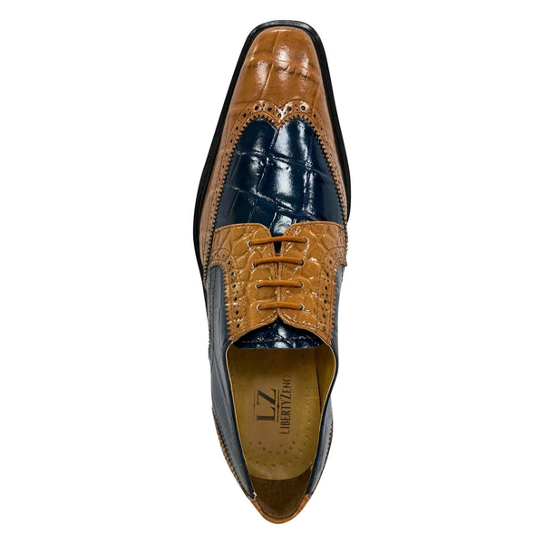 Macon Leather and Suede Crocodile Printed Oxford Dress Shoes