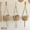 [Macrame Plant Hangers] 3pcs Macrame Plant Hangers - Bohemian Handwoven Holders with Tassels, Decorative Hanging Baskets, Ideal for Balcony/Living Room/Garden, Great Housewarming Gifts (Not Include Pots)