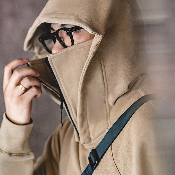 Maden Workwear American Heavyweight Balaclava Hoodie with Zipper High Street Tactical Men's Autumn Coat