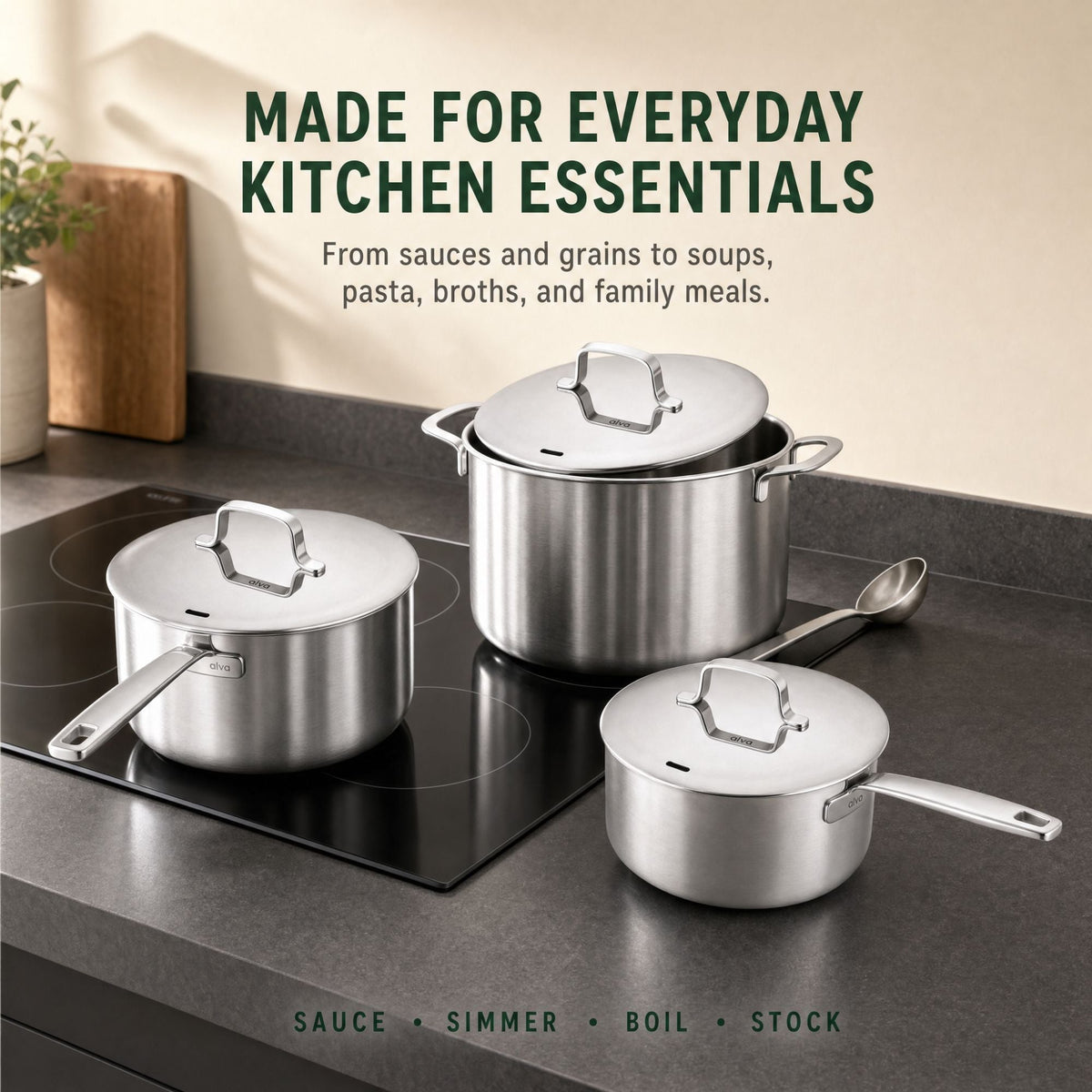 5-Ply Stainless Pot Set, 6-Piece