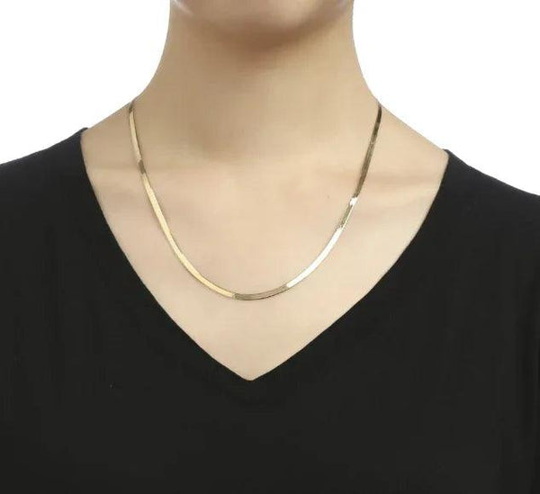 Solid Sterling Silver Yellow Gold Flashed Herringbone Necklace - 3 Lengths - Gifts for You 'n Me